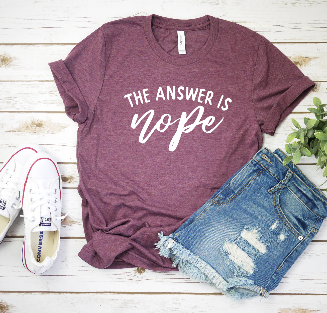 nope. Not Today Letter Print T-shirts, V-neck Sleeve Fashion Top